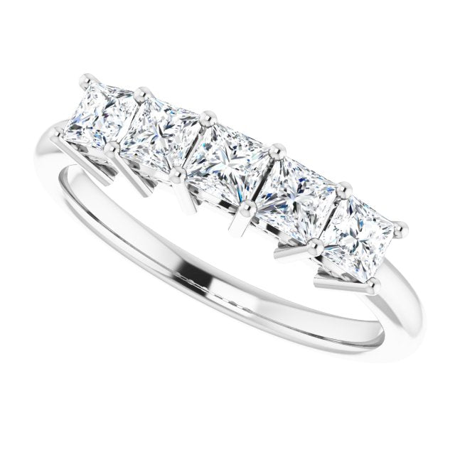 0.90 ct. Princess Cut Diamond Hidden Milgrain Accent Wedding Band-VIRABYANI